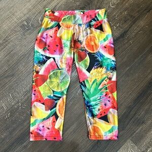Justice Fruit Print Cropped Leggings Size 8